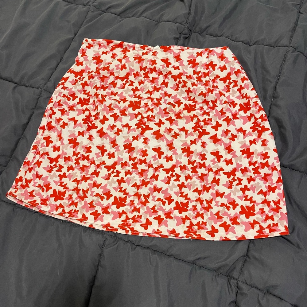 Floral Red and White Women's Skirt